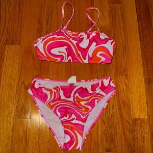 SHEIN Pink and Orange Swirl Kids Bikini